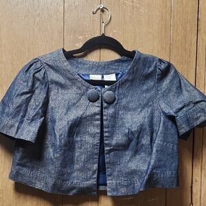 No Boundaries Y2k Blue Puff Sleeve Jean Sparkle Jacket/ Cover Up
